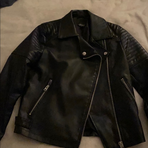 Top shop leather Moto jacket size 4 - Picture 1 of 2